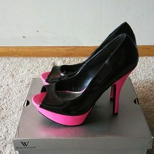 Deb Black and pink high heels